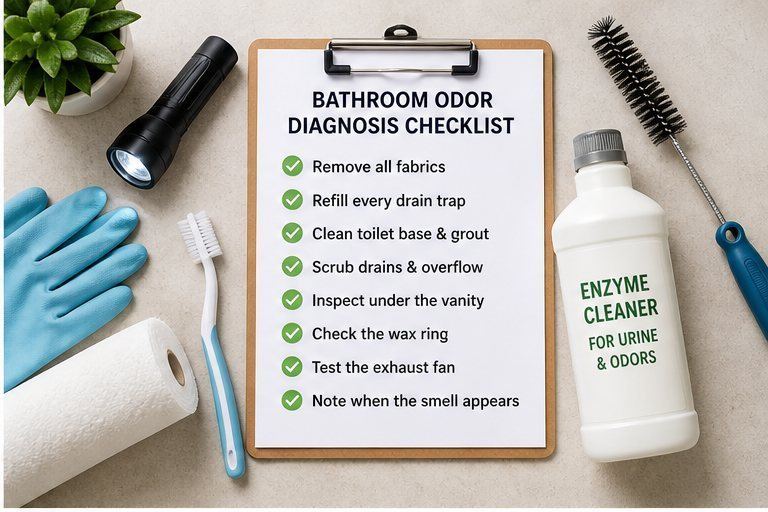 Bathroom odor checklist for hidden drain and toilet smells