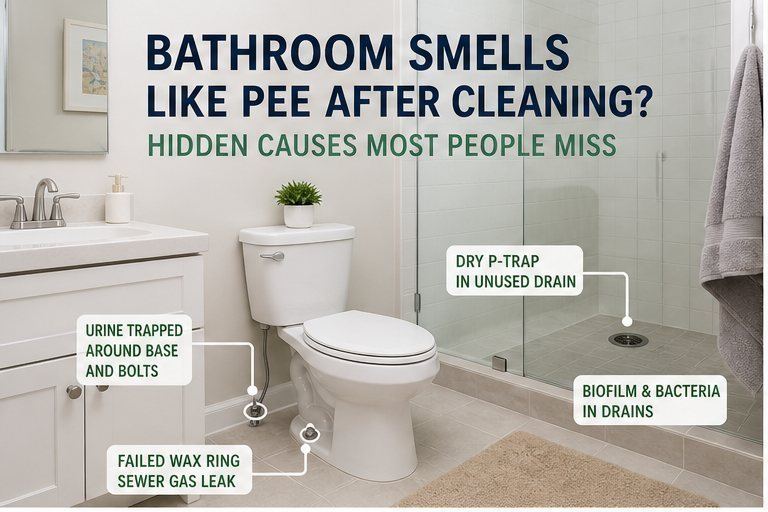 Featured image for the article: Bathroom smells like pee after cleaning