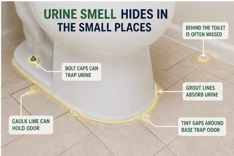 Urine smell around toilet base hidden cause