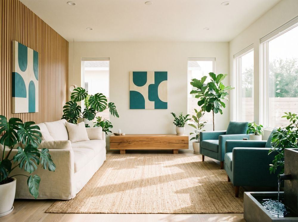Bright room with plants for healthy home category